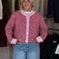 Elsa Stripe Cardigan In Red & Pink