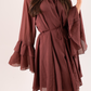 Elsa Ruffle Sleeve Dress In Rust