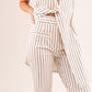 Kayla Wide Leg Pinstripe Trousers In Cream