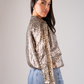 Ella Leopard Print Bomber Jacket In Gold