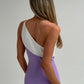 Faye One Shoulder Jumpsuit In Lilac Mix