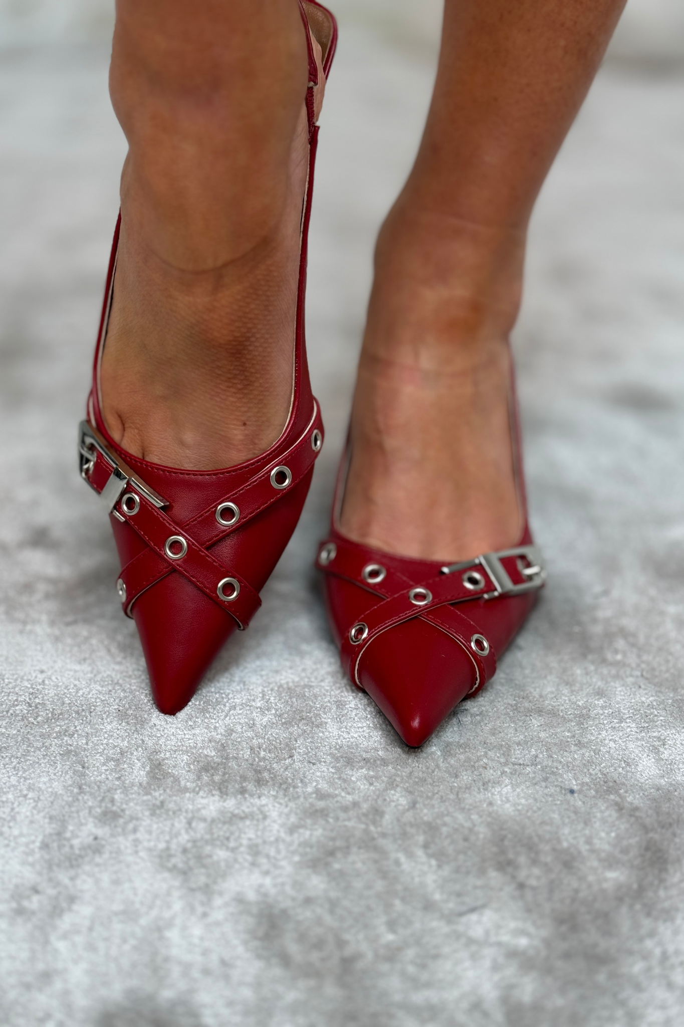 Sadie Buckle Slingback In Red