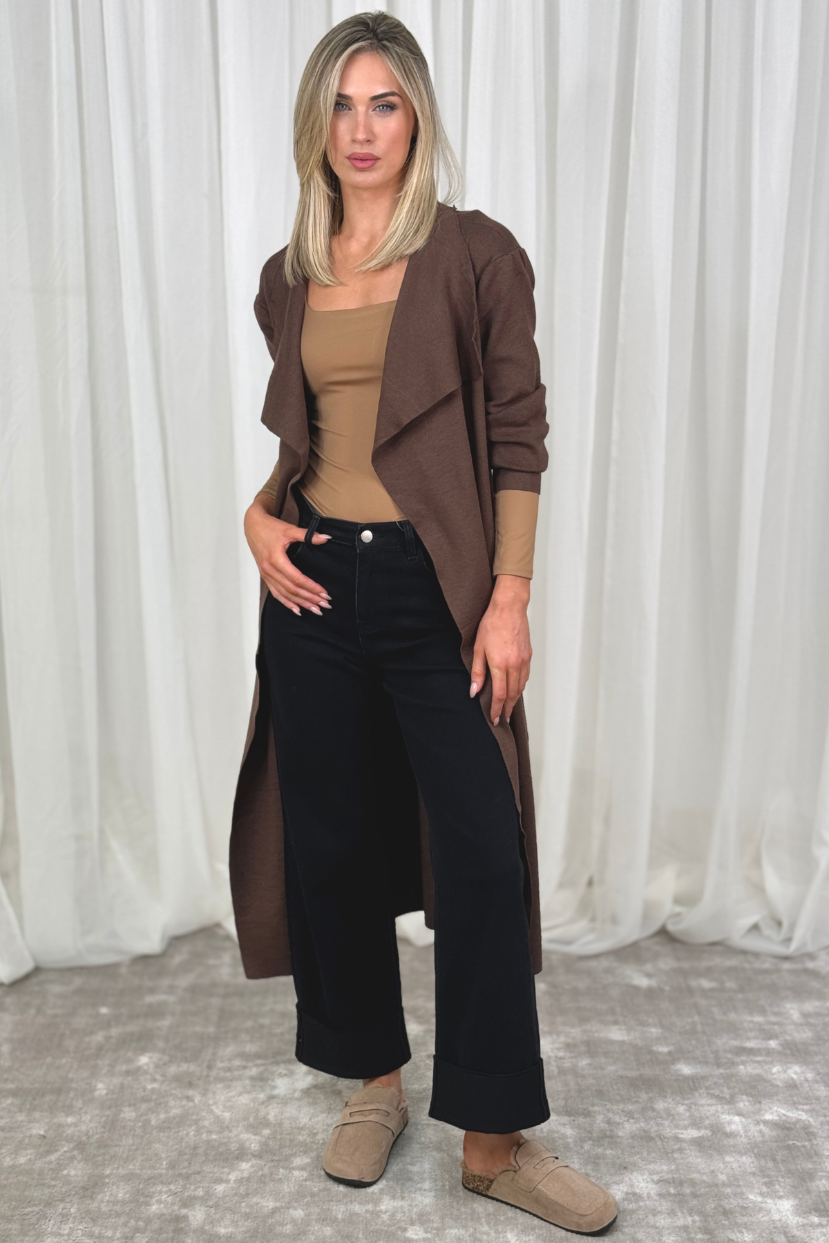 Willow Longline Jacket In Coffee