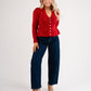 Love Laura Pearl Cardigan In Deep Red