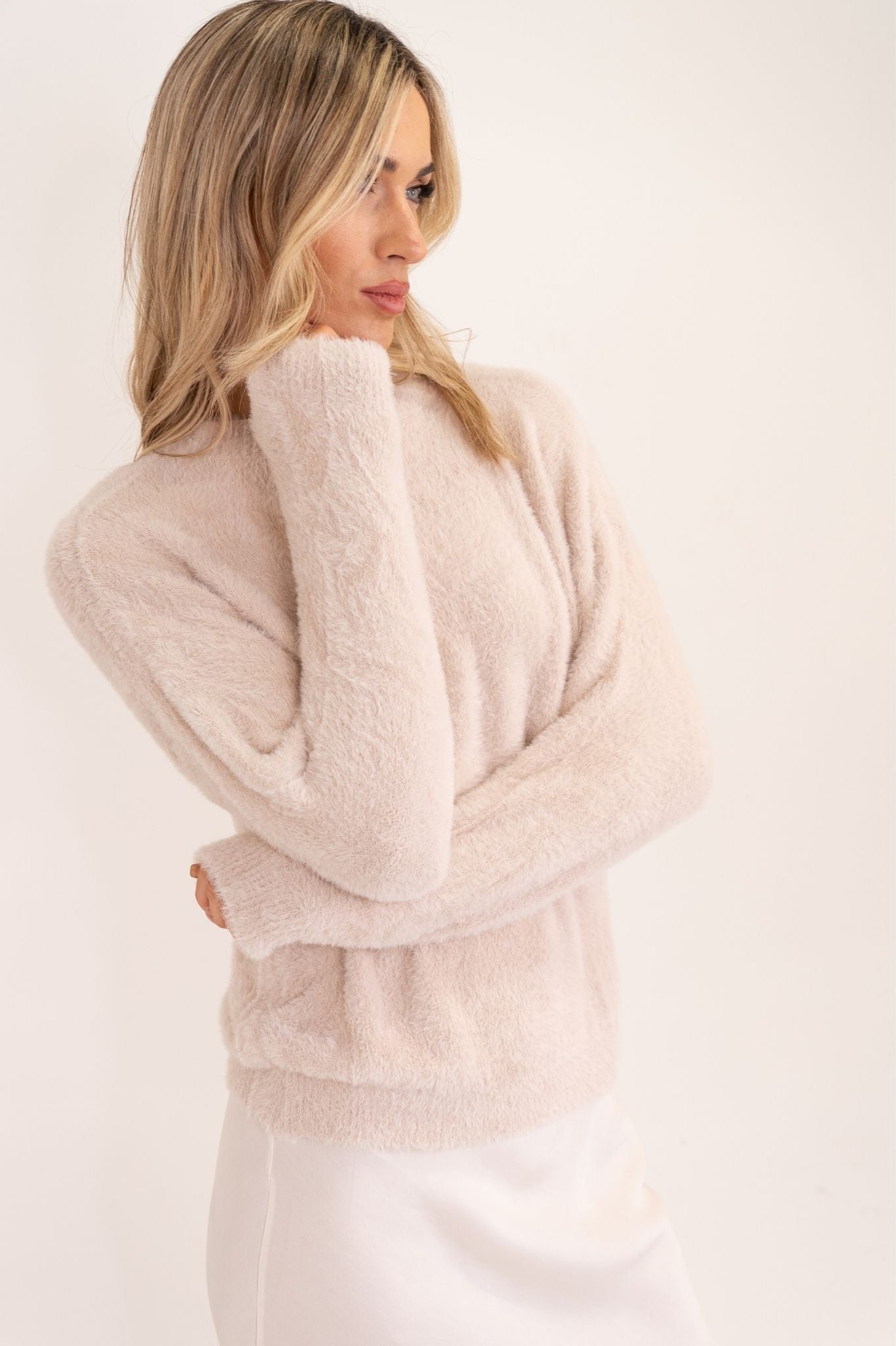 Leah Textured Jumper In Neutral