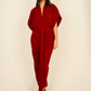 Eva Drape Front Velvet Dress In Red
