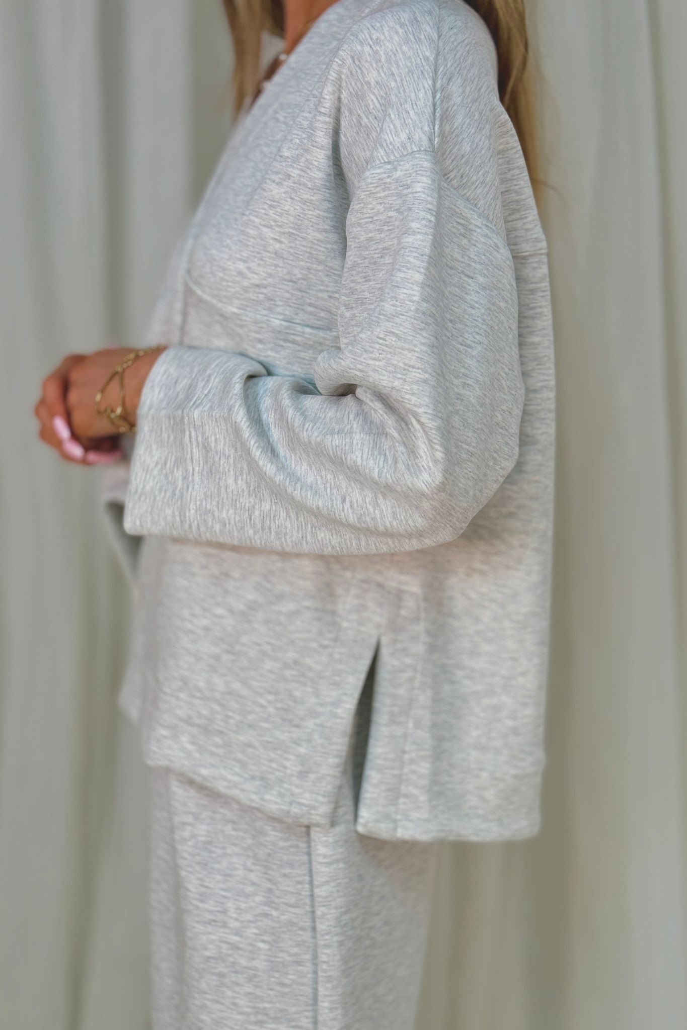 Jane Jersey Cardigan In Light Grey