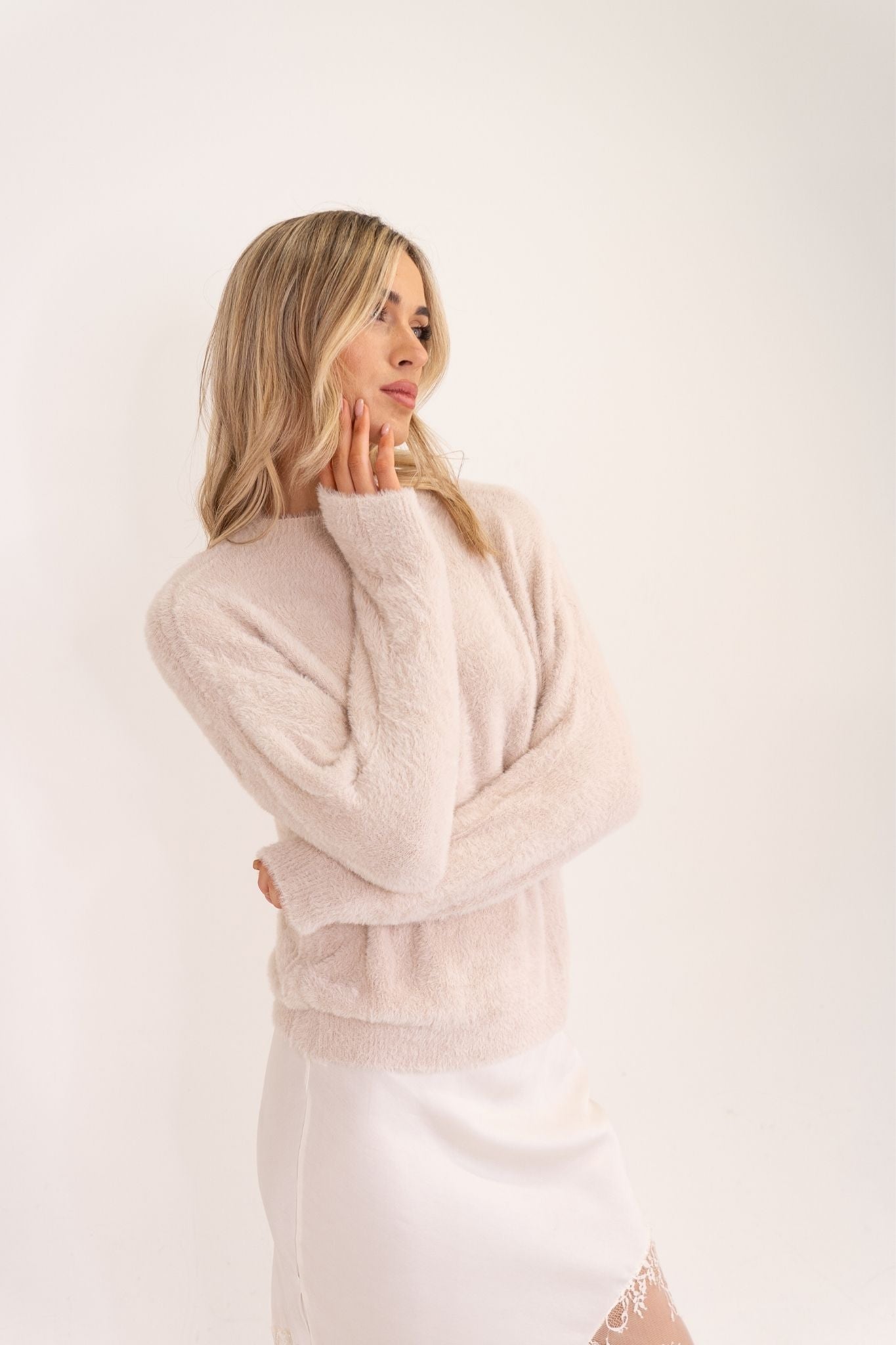 Leah Textured Jumper In Neutral