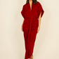 Eva Drape Front Velvet Dress In Red