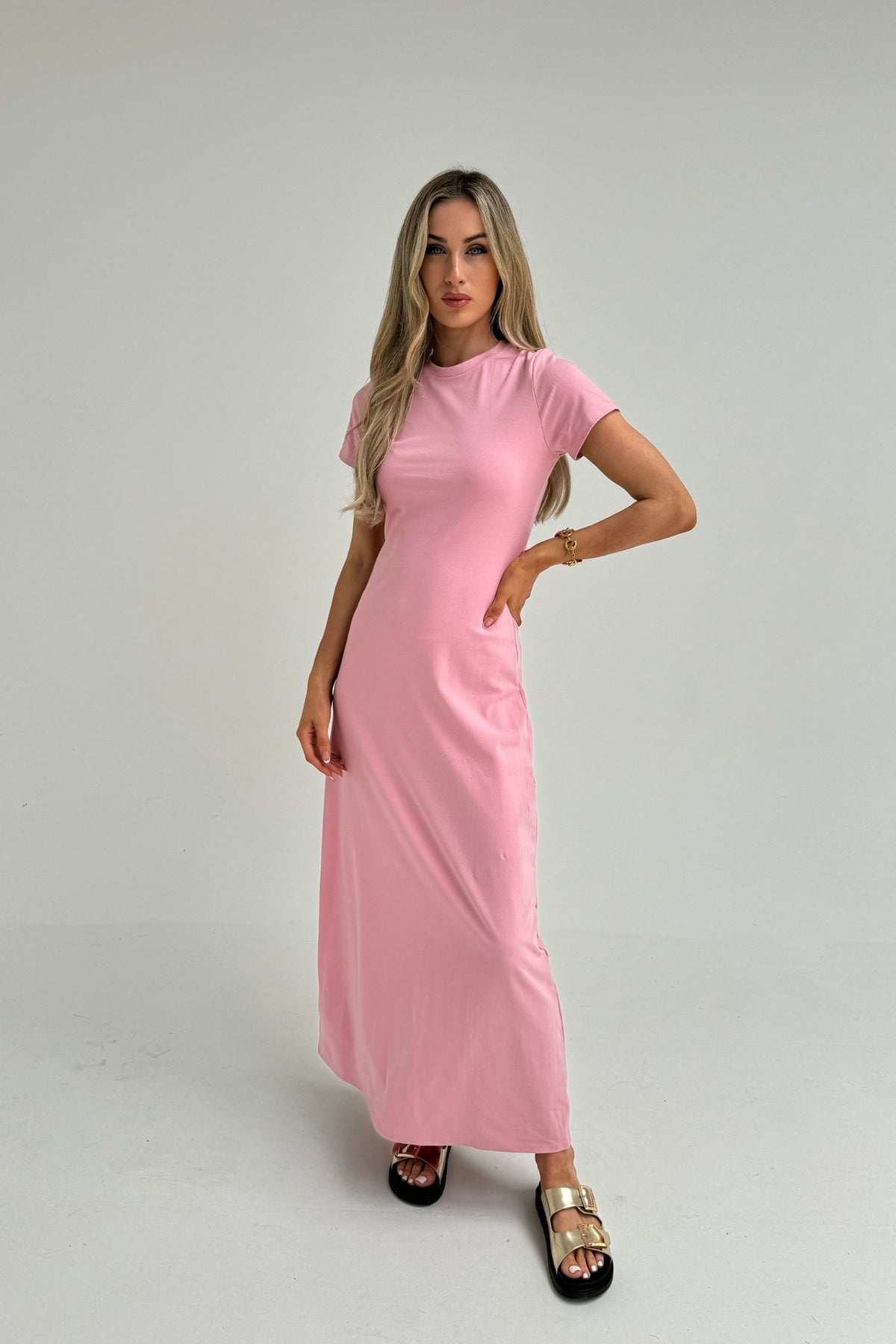 Holly T-Shirt Maxi Dress In Pink