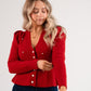 Love Laura Pearl Cardigan In Deep Red