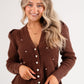 Love Laura Pearl Cardigan In Chocolate