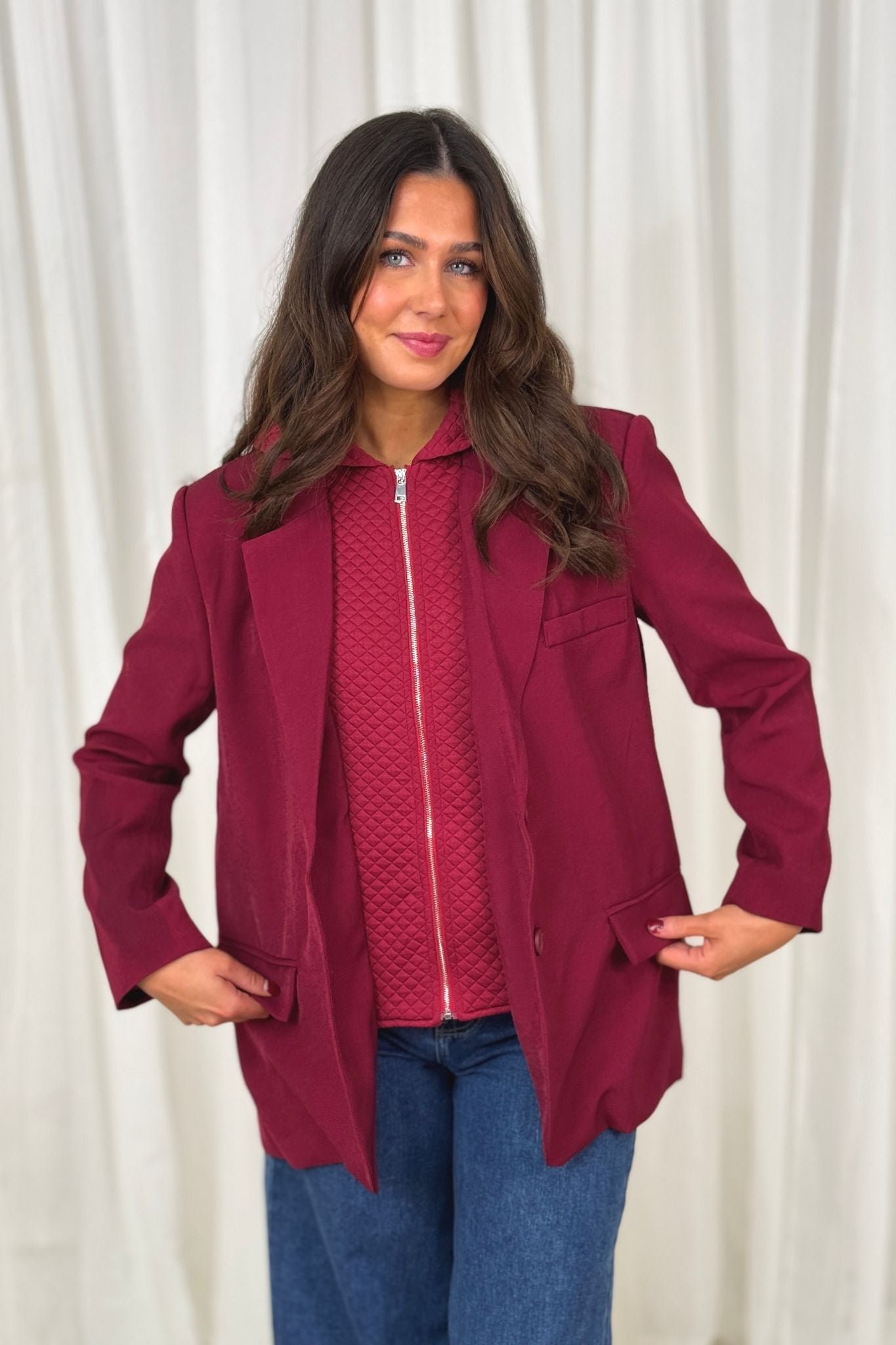 Millie Layered Blazer In Wine