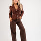 Love Laura Pearl Cardigan In Chocolate