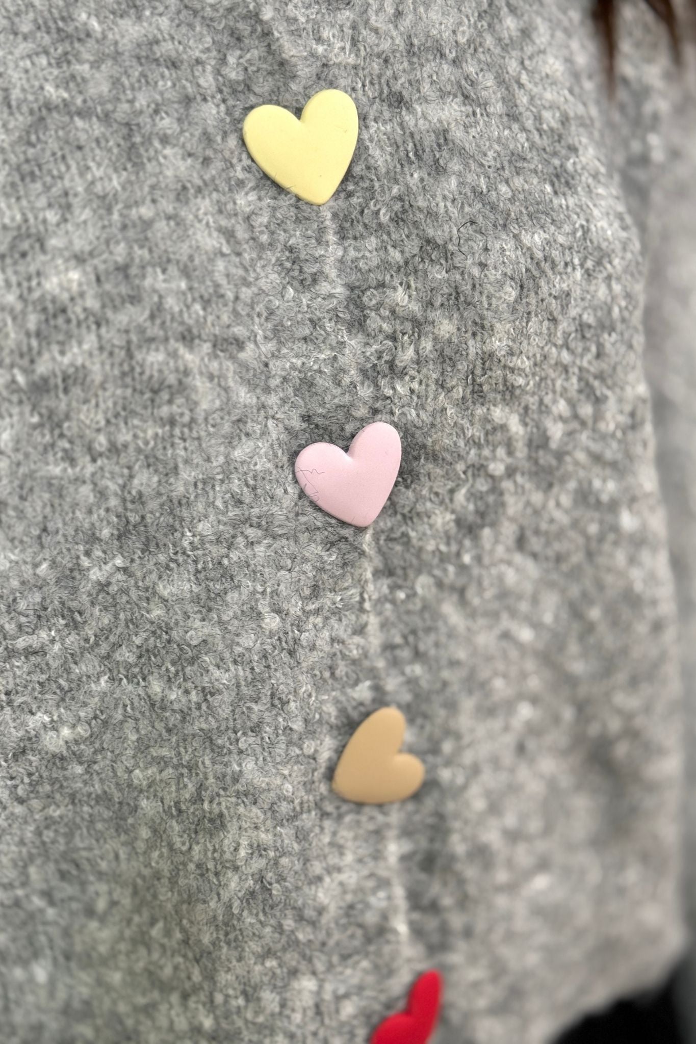 Frankie Heart Button Cardigan In Grey