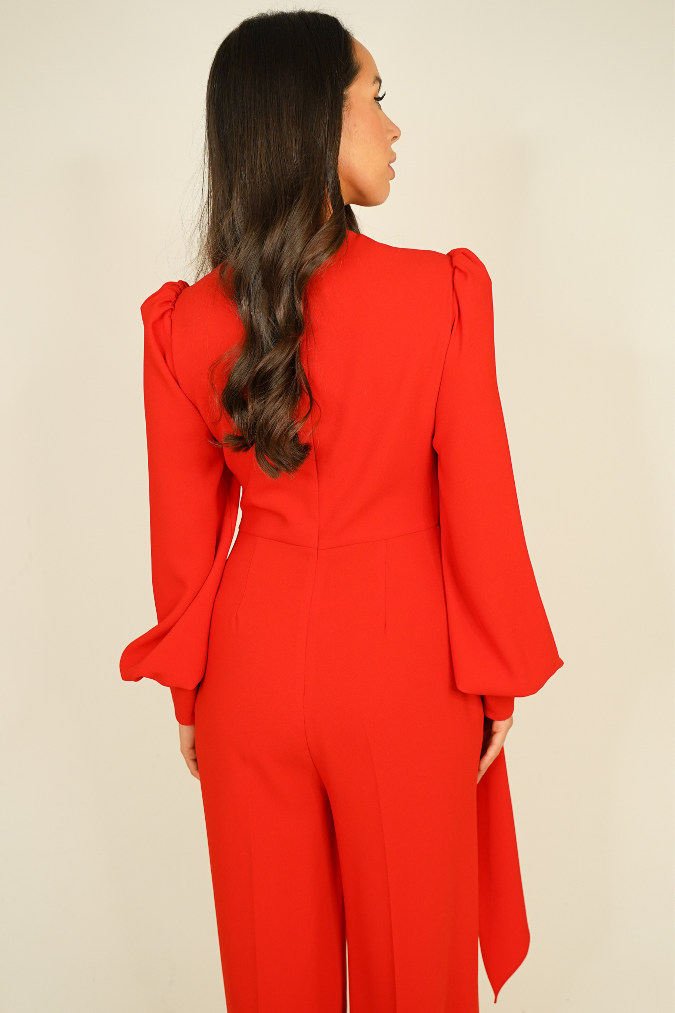 Eva Drape Detail Jumpsuit In Red