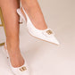 Izzy Buckle Slingback In White