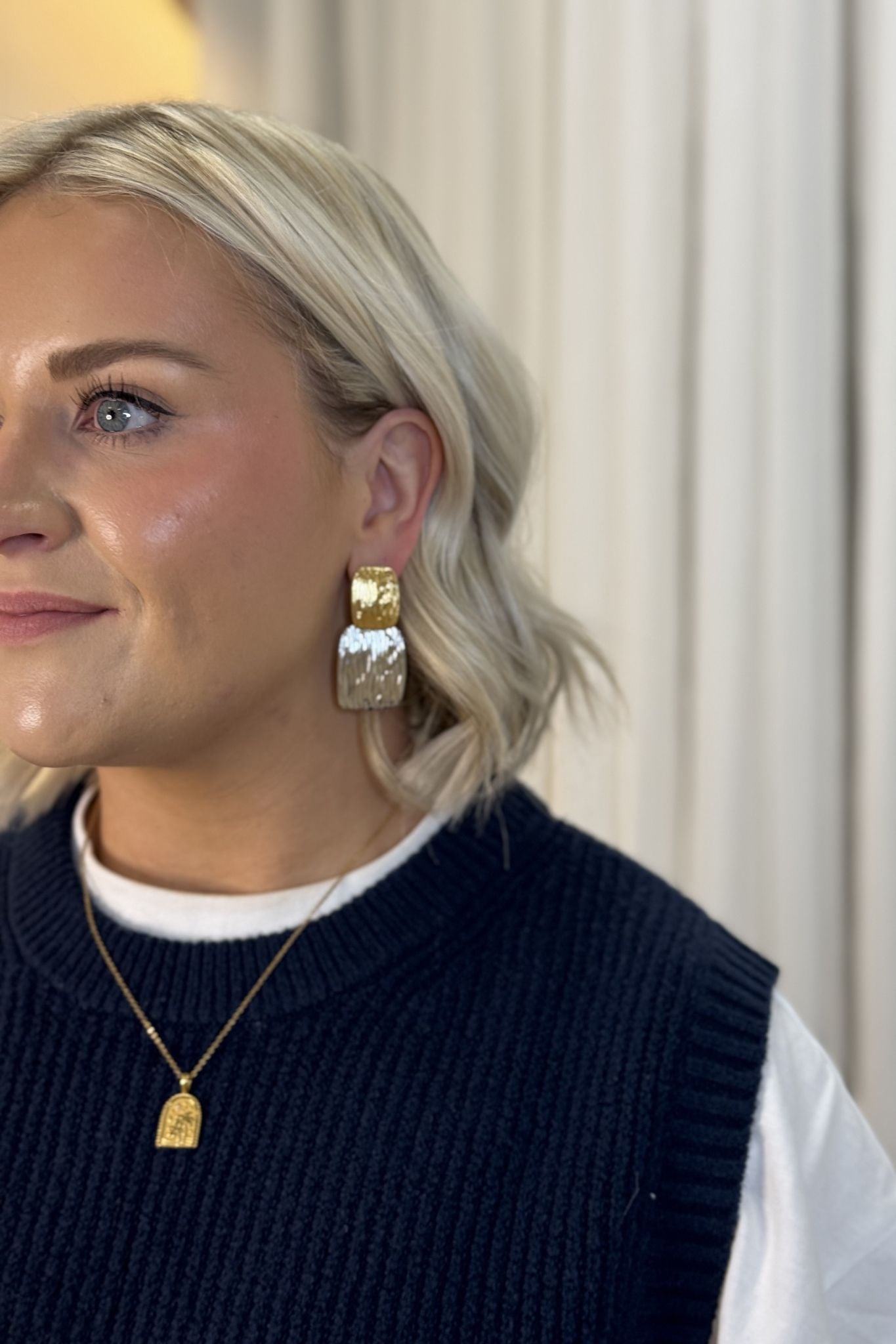 Olive Two Tone Earrings In Gold