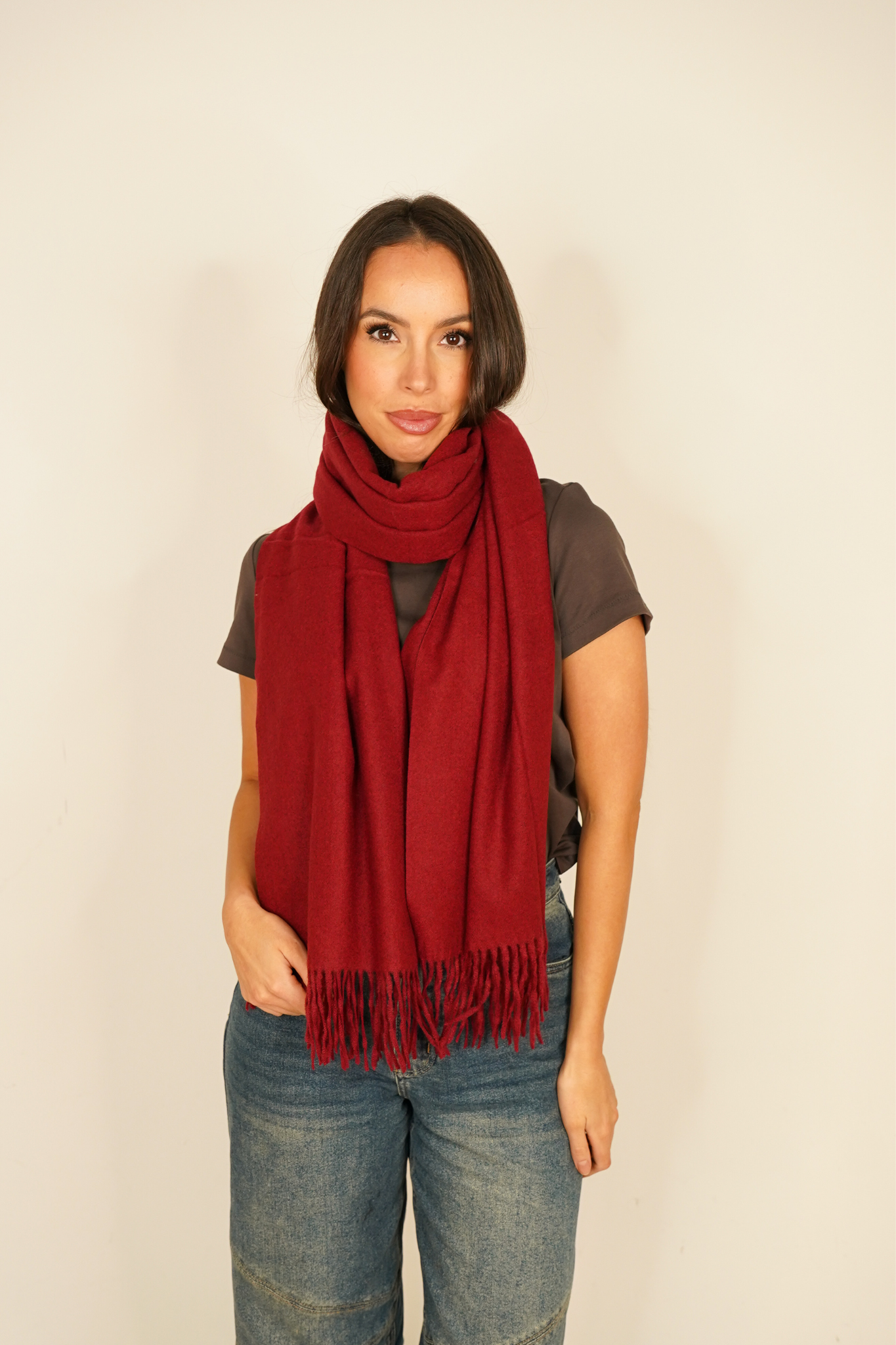 Polly Luxe Scarf In Burgundy