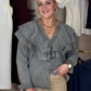 Cora Frill Collar Denim Shirt In Grey Wash