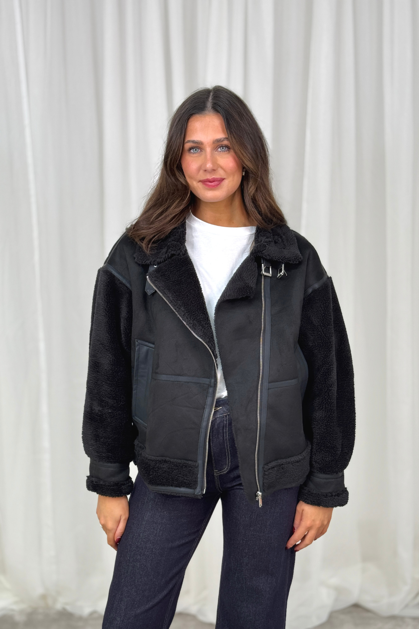 Lottie Aviator Jacket In Black