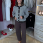 Elsa Stripe Cardigan In Brown & Cream