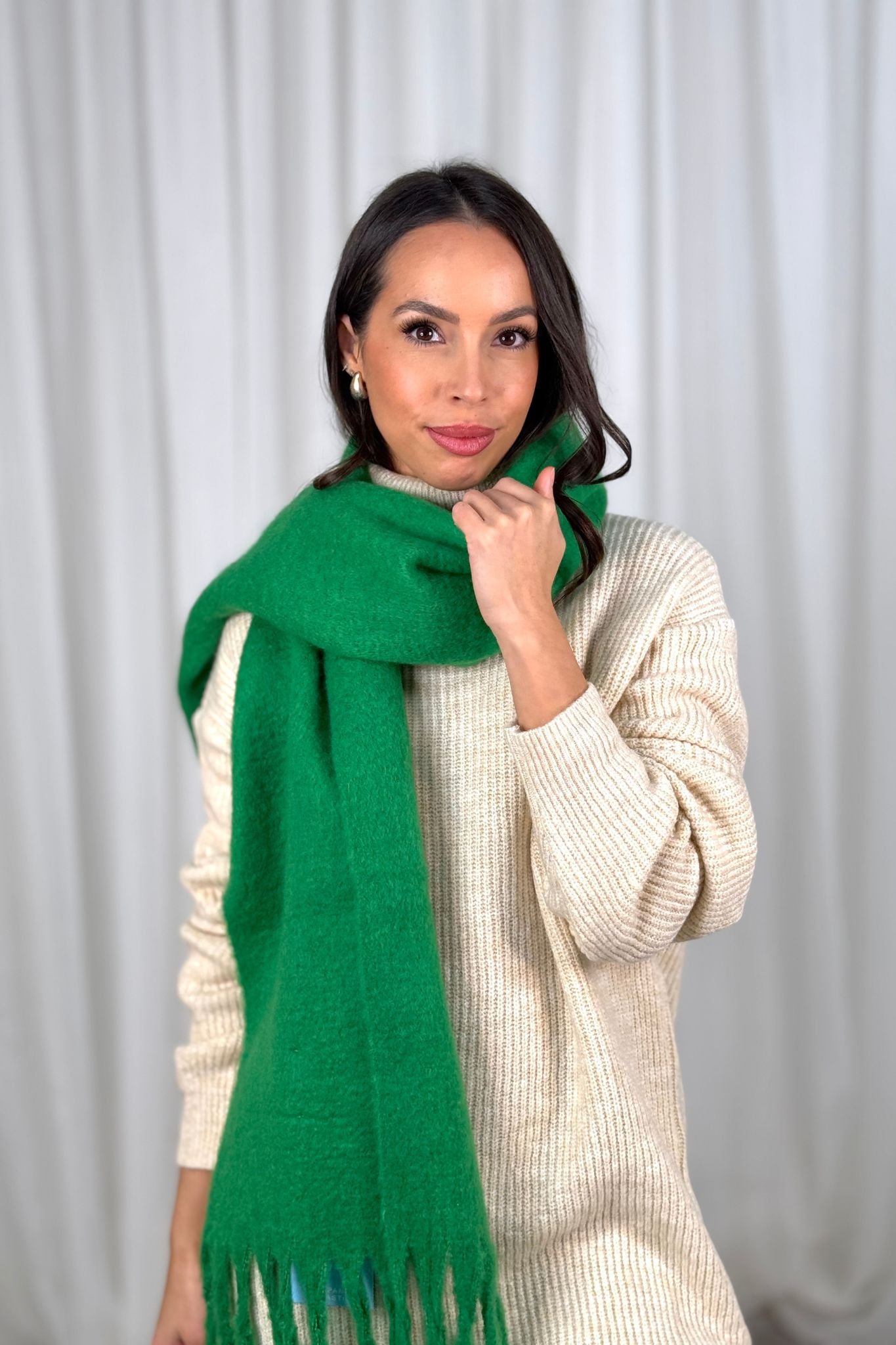 Frankie Tassel Scarf In Green