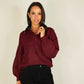 Kendra Contrast Collar Jumper In Bordeaux