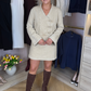 Cora Denim Shift Dress In Beige