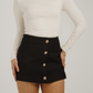 Kate Button Front Skort In Black