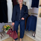 Holly Zip Front Blouse In Navy