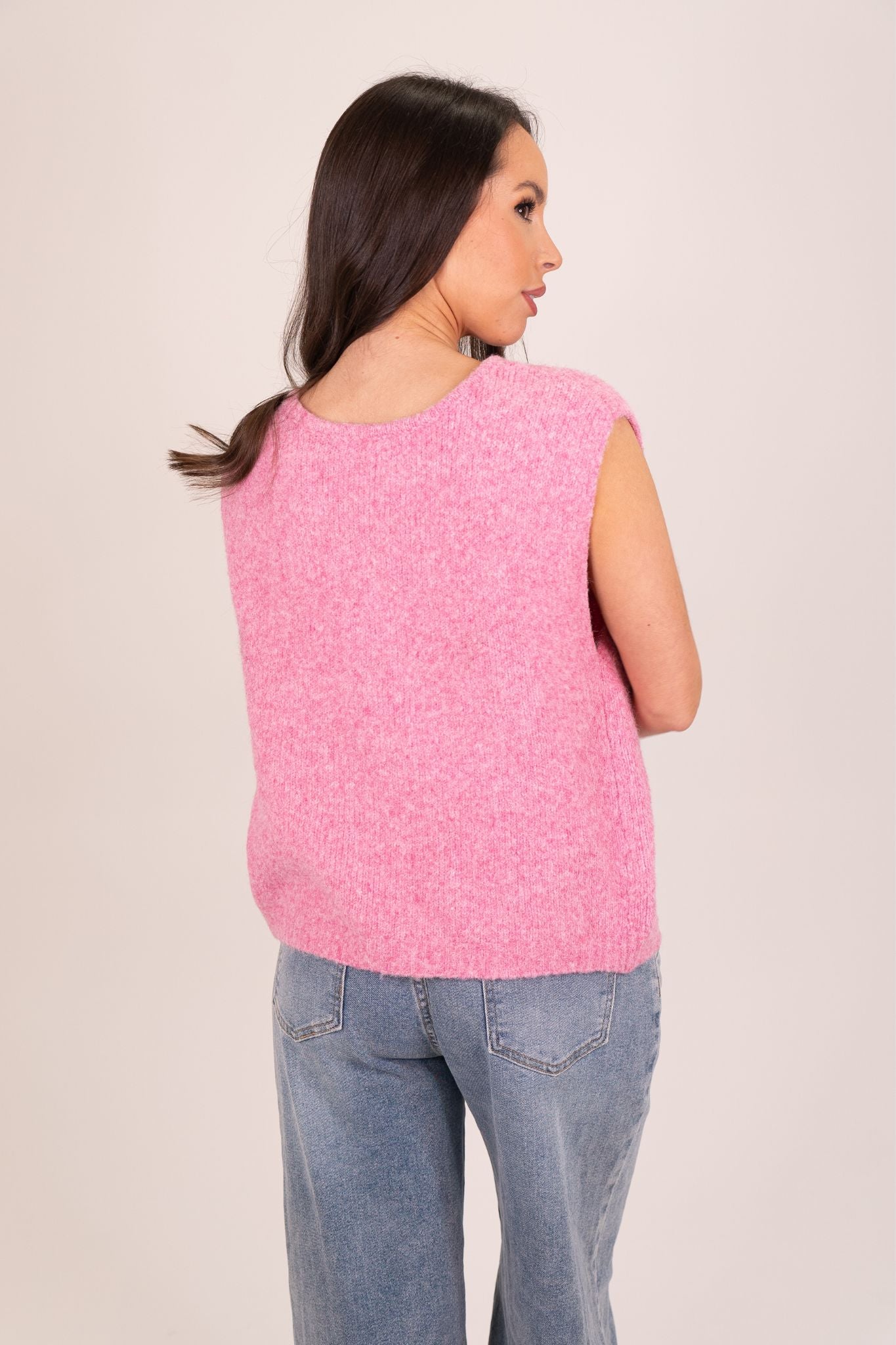 Millie Sleeveless Knit With Bows In Fuchsia