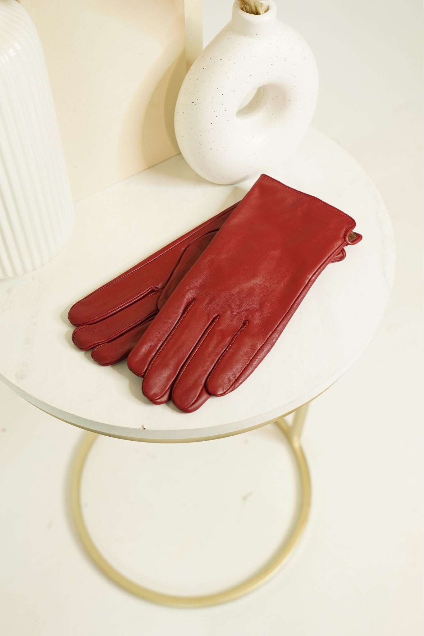 Polly Leather Gloves In Red