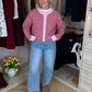 Elsa Stripe Cardigan In Red & Pink