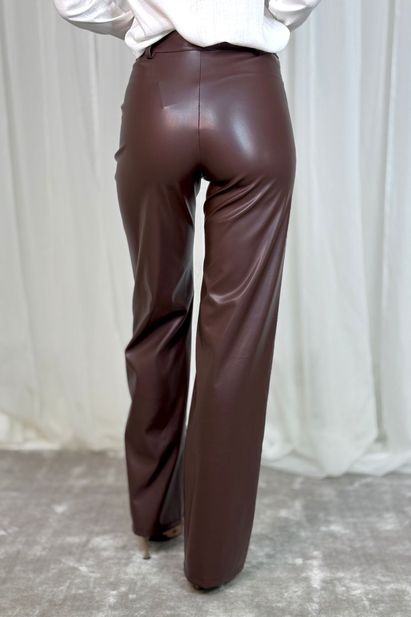 Erica Faux Leather Trousers In Chocolate