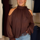Iris Cold Shoulder Drape Top In Burgundy