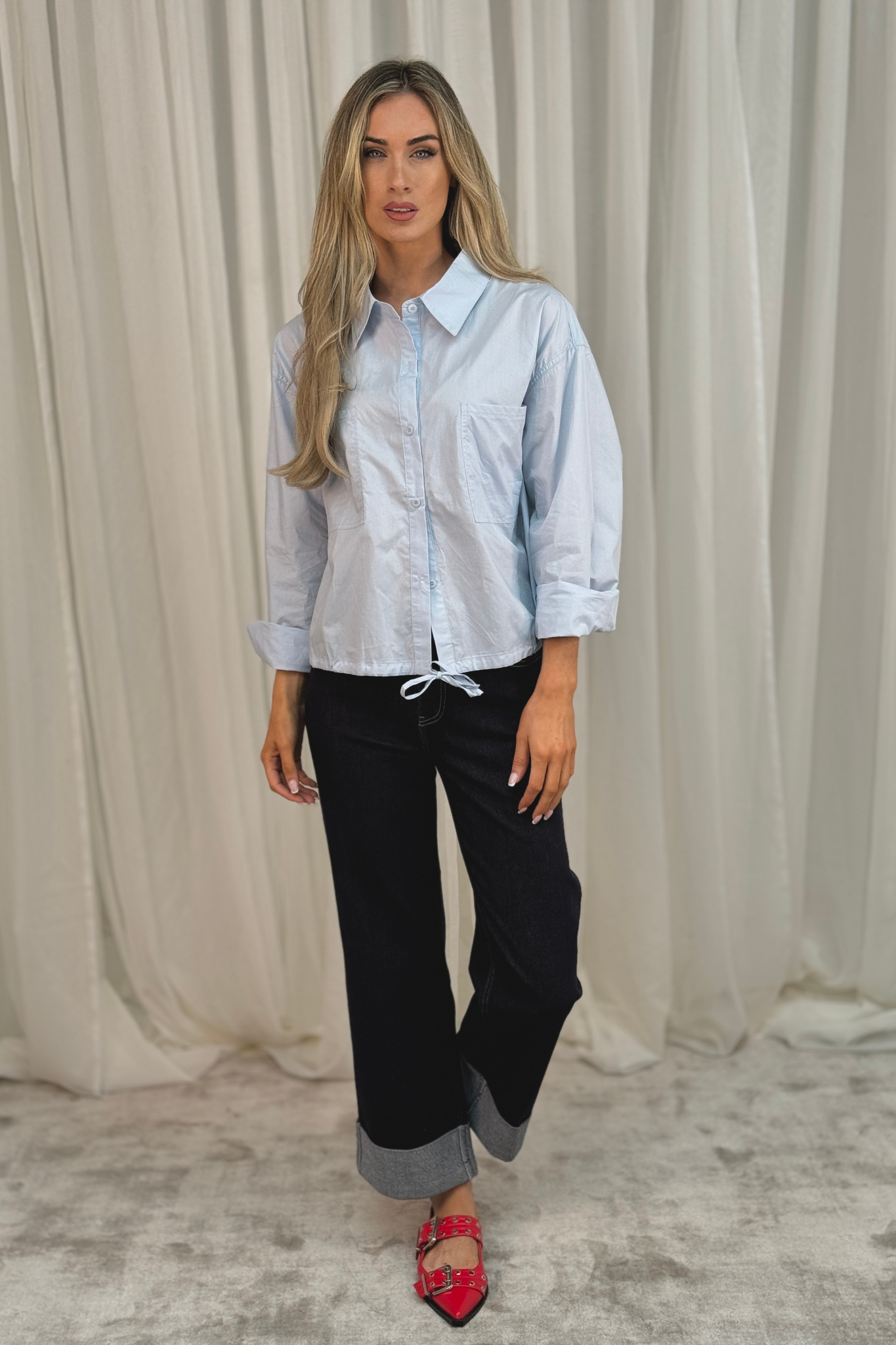 Jane Tie Waist Shirt In Blue