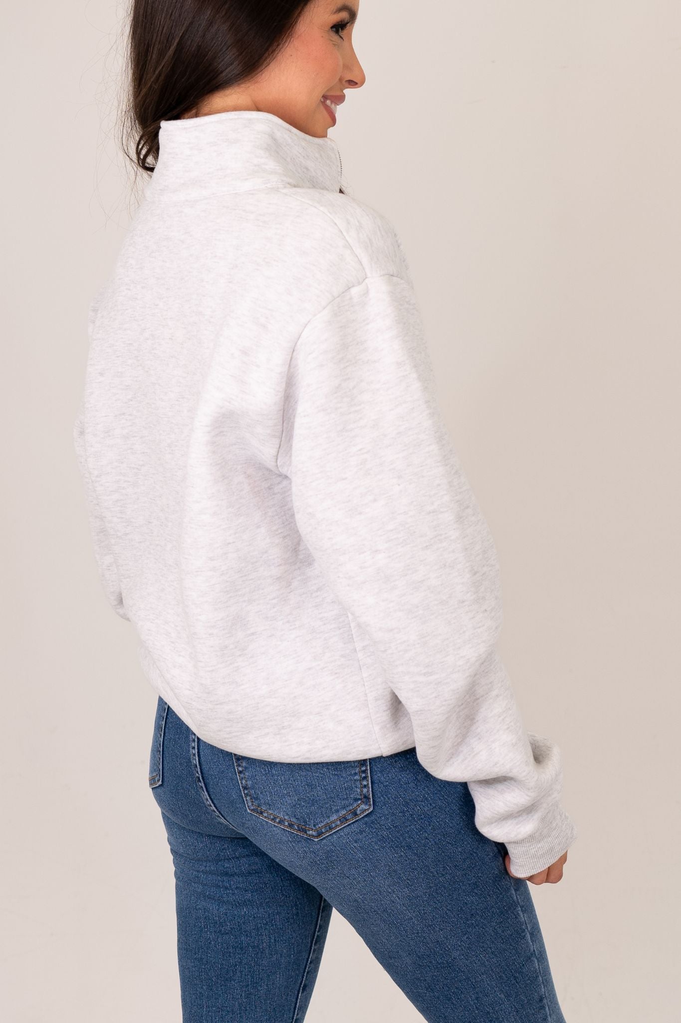 Poppy Half Zip Sweatshirt In Grey