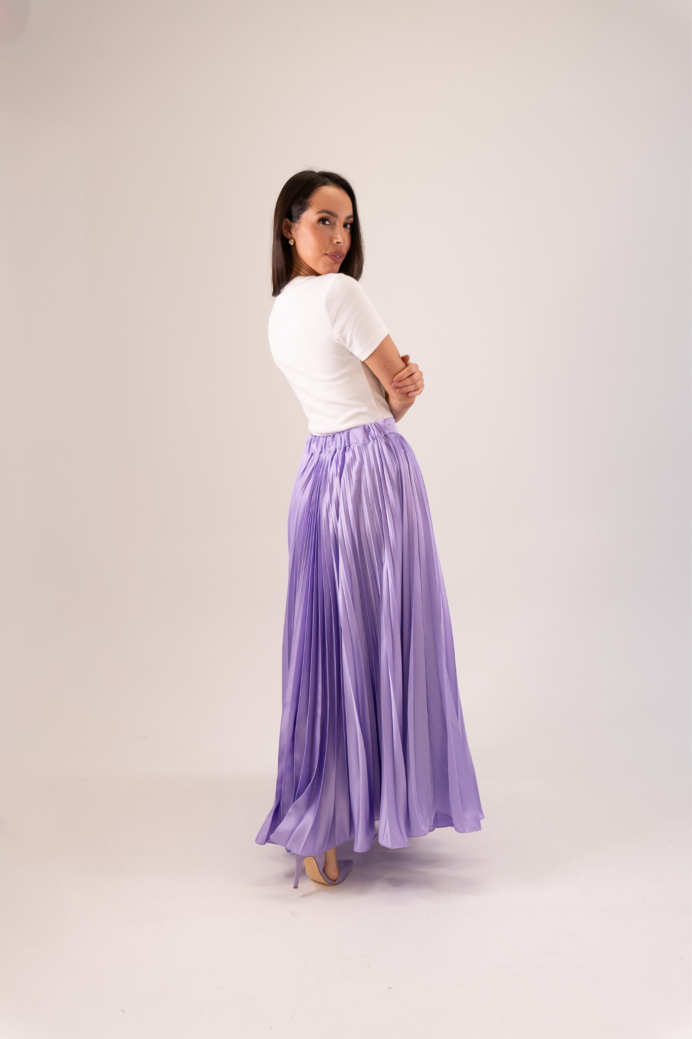 Leah Pleated Maxi Skirt In Lilac