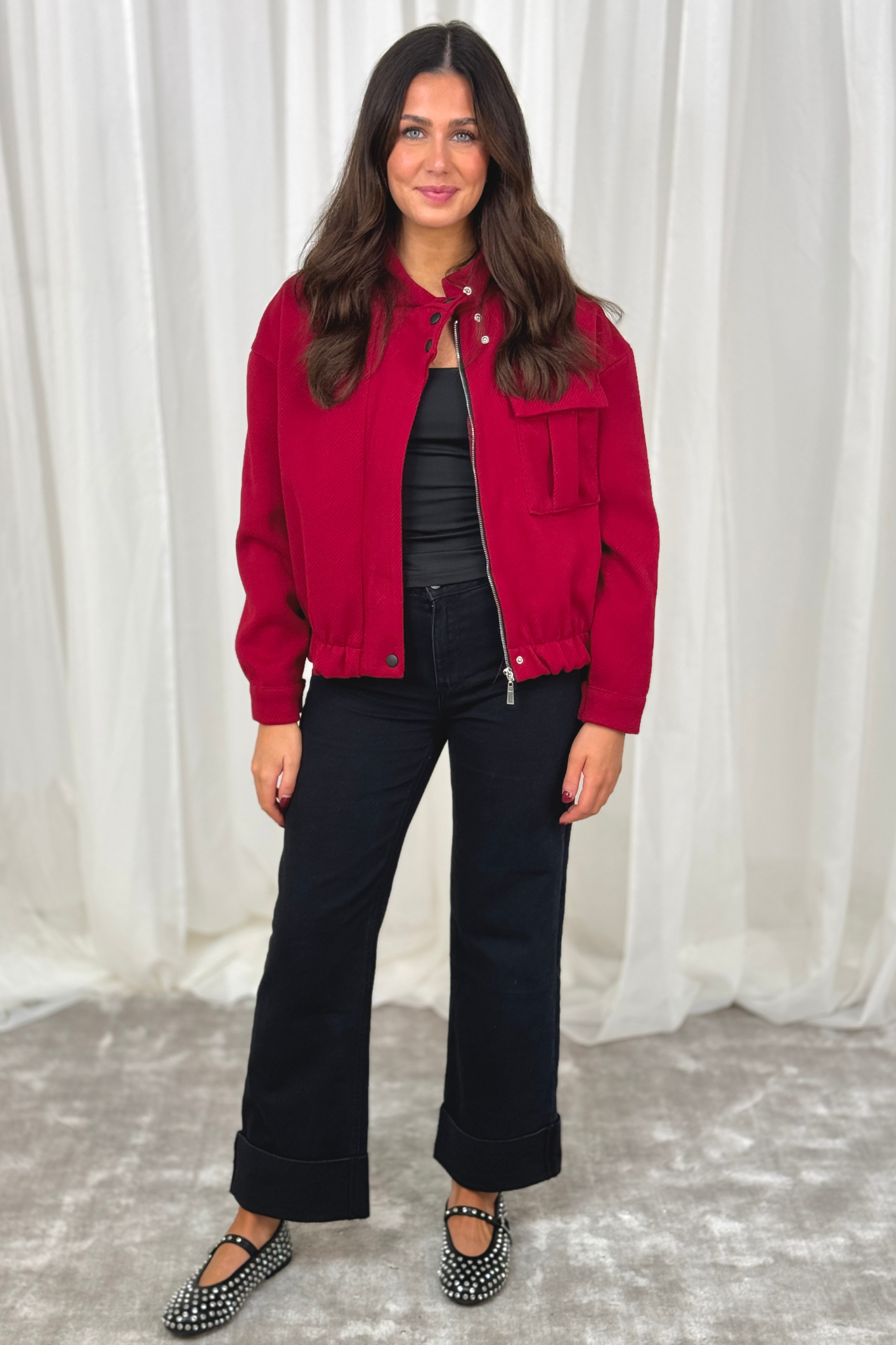 Caitlyn Bomber Jacket In Red