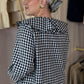 Maddie Tie Neck Gingham Blouse In Black