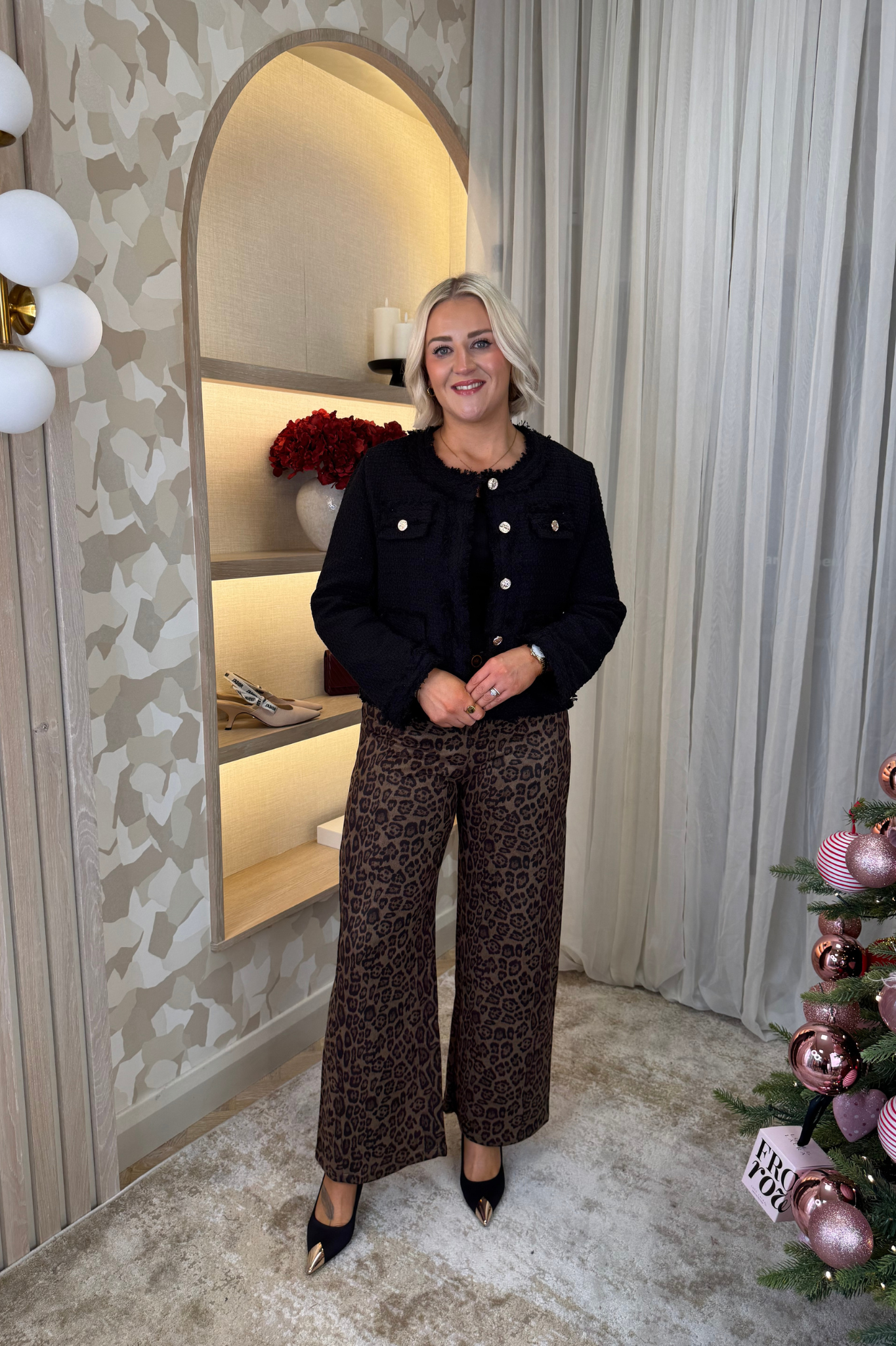 Millie Wide Leg Trousers In Leopard Print