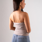 Erica Draped Strapless Top In Taupe