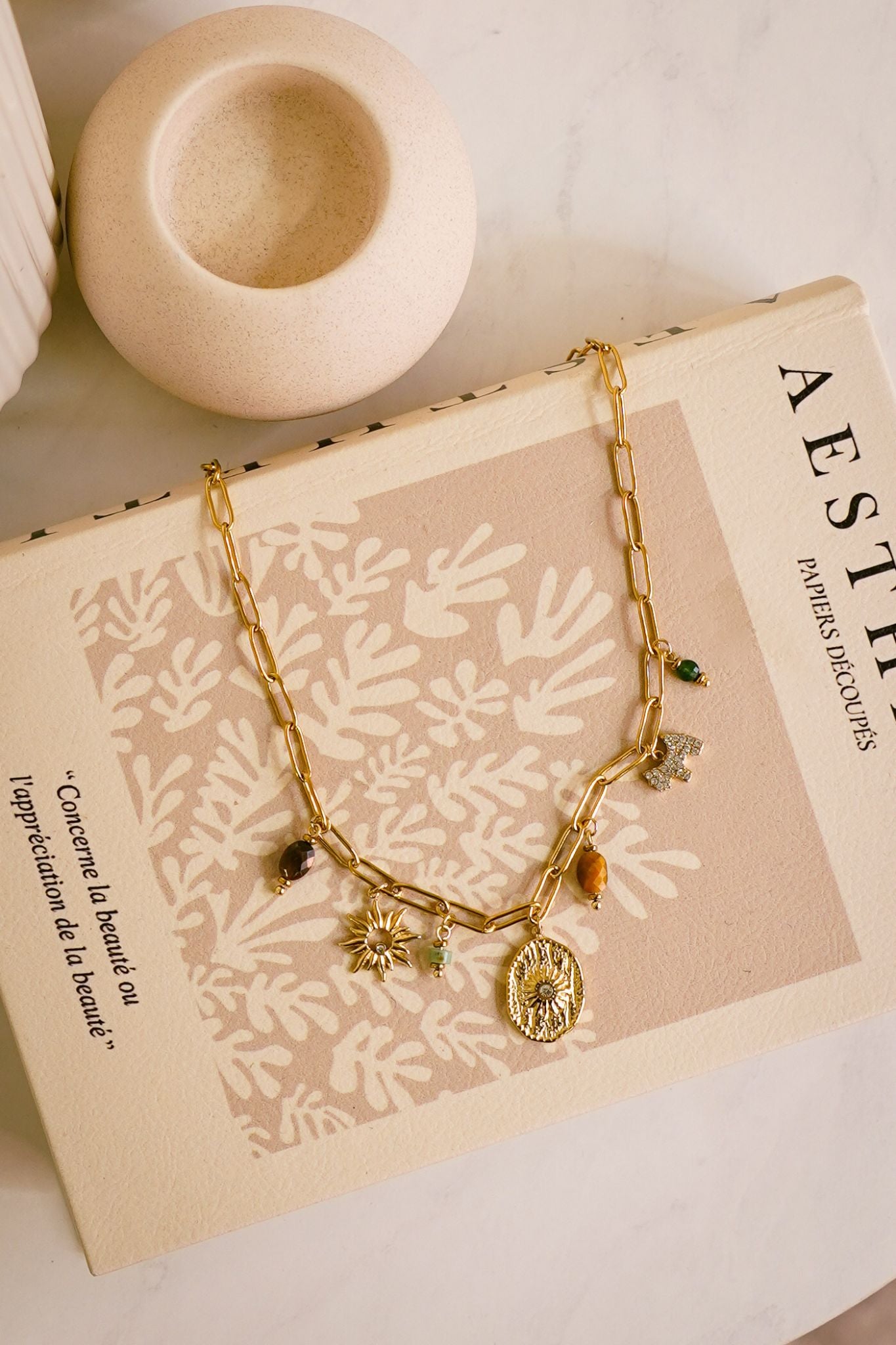 Olive Charm Necklace In Gold