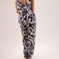Becca Printed Paper Bag Trousers In Navy Mix