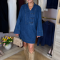 Cora Denim Shift Dress In Mid Wash