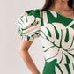 Marissa Printed One Shoulder Dress In Green
