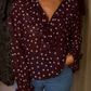 Millie Sheer Polka Dot Top In Wine