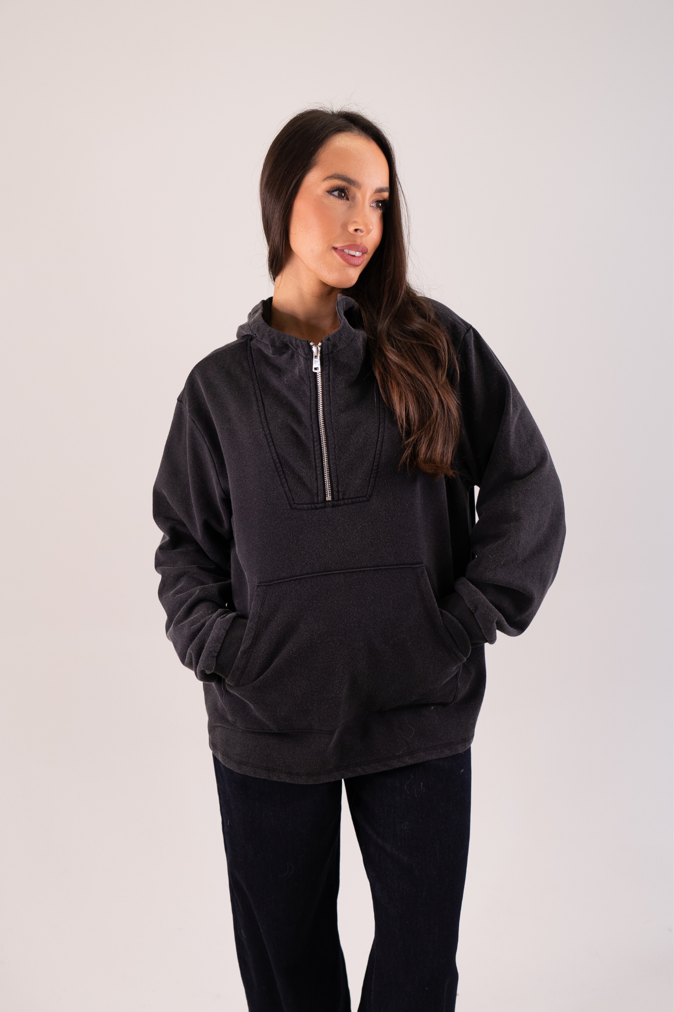 Taylor Half Zip Hoodie In Black