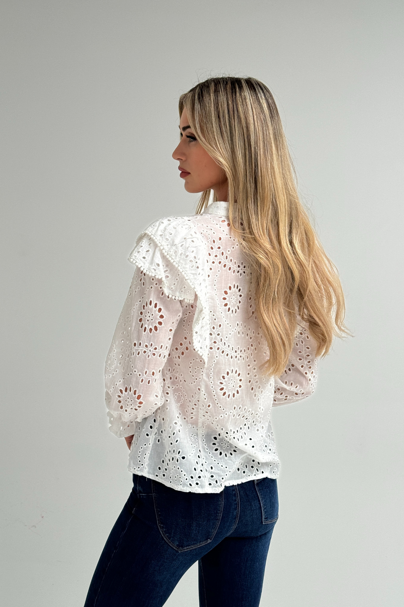 Ally Embroidered Blouse In White